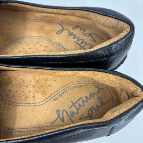 Natural Soul Loafer Womens Size 7.5 Black Leather Slip On Comfort Shoes - Picture 5 of 10
